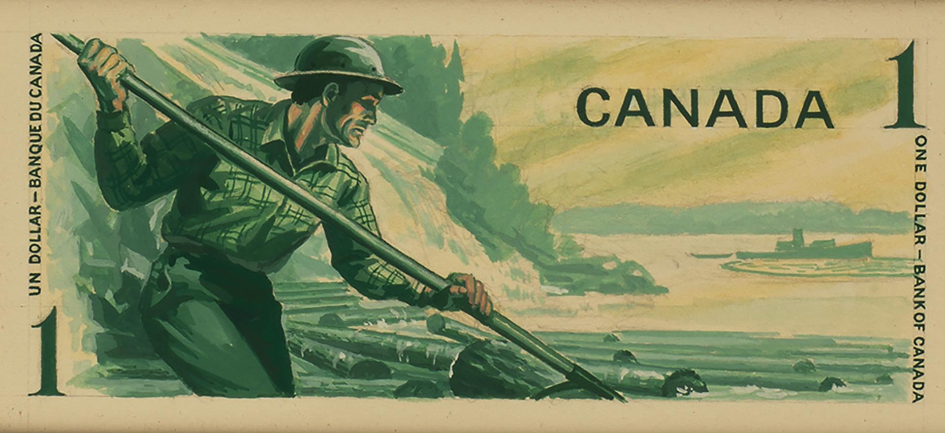 Diaporama de cinq modèles de billets de banque dessinés à la main et ornés de couleurs et d’illustrations différentes.