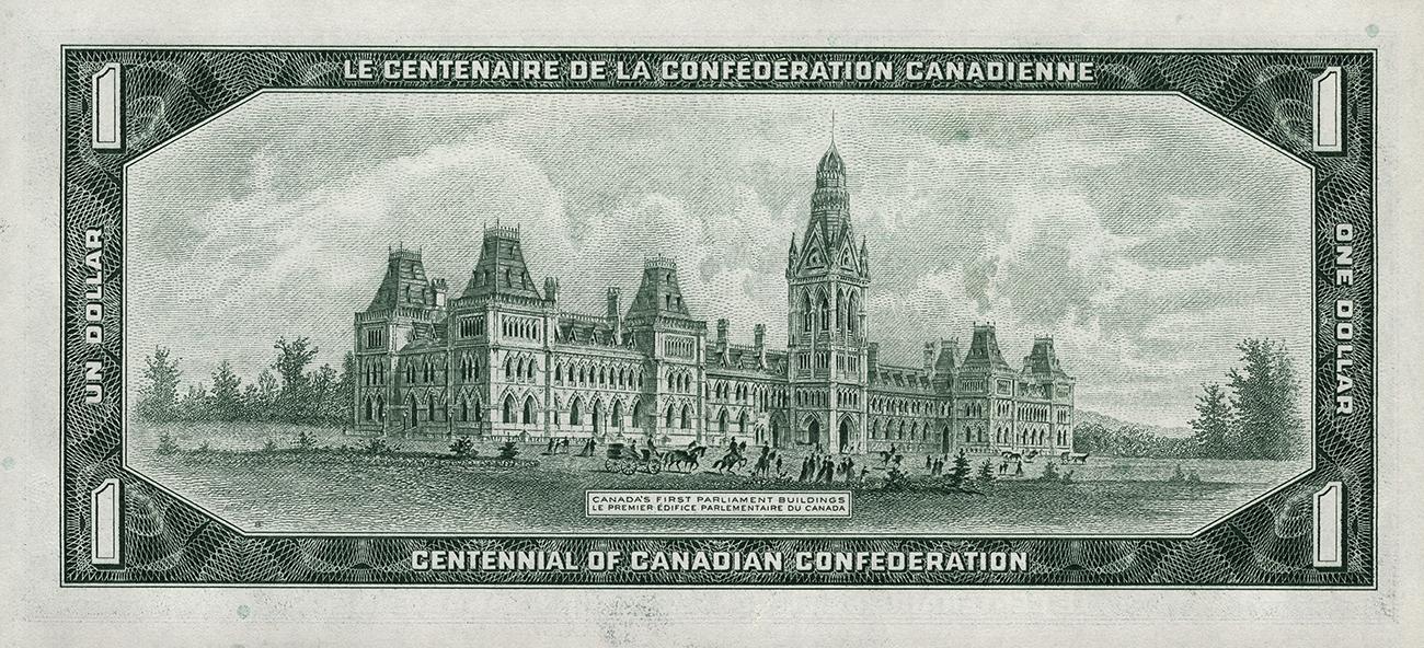 Billet de banque, édifice gouvernemental de style ancien, tours et fenêtres pointues, calèches à l’avant-plan.
