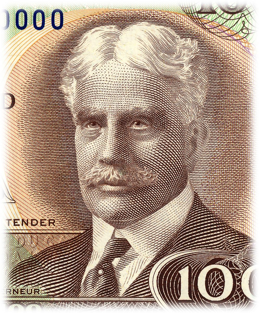 Billet de banque, portrait d’un homme blanc moustachu d’âge mûr : Sir Robert Borden.
