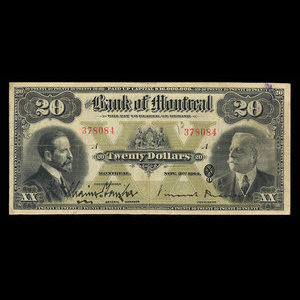 Canada, Banque de Montréal, 20 dollars : 3 novembre 1914