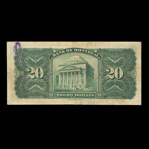 Canada, Banque de Montréal, 20 dollars : 3 novembre 1914