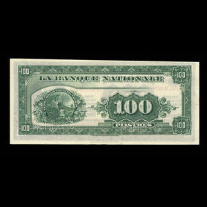 Canada, La Banque Nationale, 100 dollars : 2 novembre 1922