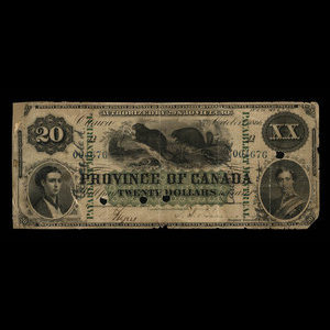 Canada, Province du Canada, 20 dollars : 1 octobre 1866