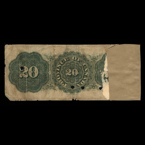 Canada, Province du Canada, 20 dollars : 1 octobre 1866