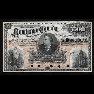 Canada, Dominion du Canada, 500 dollars : 2 juillet 1896
