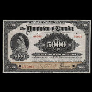 Canada, Dominion du Canada, 5,000 dollars : 2 janvier 1924