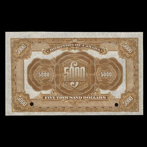 Canada, Dominion du Canada, 5,000 dollars : 2 janvier 1924