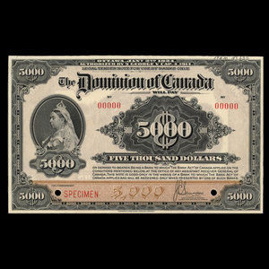 Canada, Dominion du Canada, 5,000 dollars : 2 janvier 1924