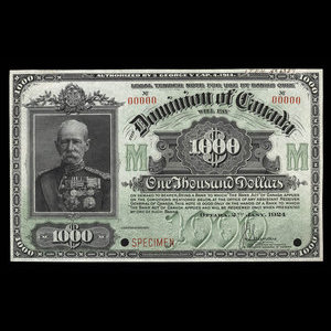 Canada, Dominion du Canada, 1,000 dollars : 2 janvier 1924