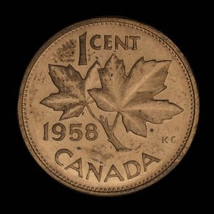 Canada, Élisabeth II, 1 cent : 1958