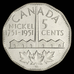 Canada, Georges VI, 5 cents : 1951