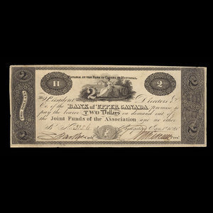 Canada, Bank of Upper Canada (Kingston), 2 dollars : 1 janvier 1820