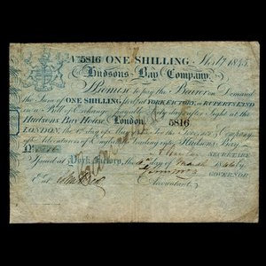 Canada, Compagnie de la Baie d'Hudson, 1 shilling : 1845