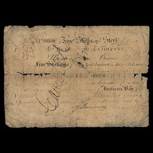 Canada, Compagnie de la Baie d'Hudson, 5 shillings : 1845