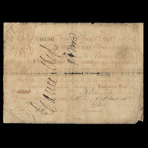 Canada, Compagnie de la Baie d'Hudson, 5 shillings : 1850