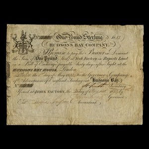 Canada, Compagnie de la Baie d'Hudson, 1 livre(anglaise) : 1832