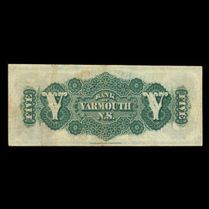 Canada, Bank of Yarmouth, 5 dollars : 7 janvier 1891