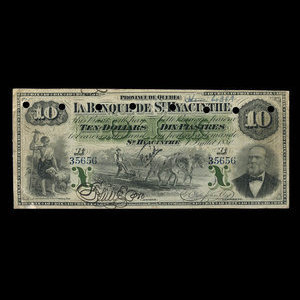 Canada, Banque de St. Hyacinthe, 10 dollars : 1 juillet 1880