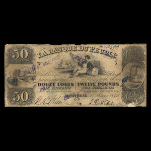 Canada, Banque du Peuple (People's Bank), 50 dollars : 1 mars 1845