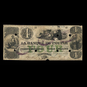 Canada, Banque du Peuple (People's Bank), 4 dollars : 2 janvier 1854