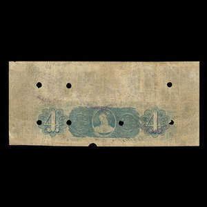 Canada, Banque du Peuple (People's Bank), 4 dollars : 2 janvier 1854