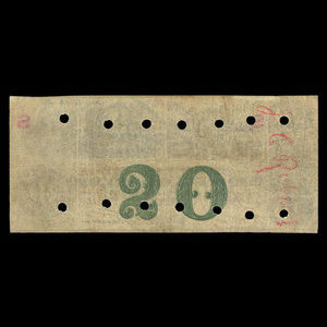 Canada, Banque du Peuple (People's Bank), 20 dollars : 2 mai 1870