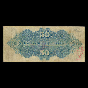 Canada, Banque du Peuple (People's Bank), 50 dollars : 6 novembre 1885