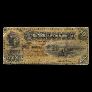 Canada, Commercial Bank of Manitoba, 10 dollars : 1 mai 1885