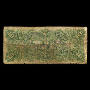 Canada, Commercial Bank of Manitoba, 10 dollars : 1 mai 1885