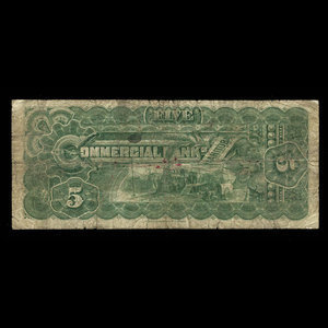 Canada, Commercial Bank of Manitoba, 5 dollars : 2 janvier 1891