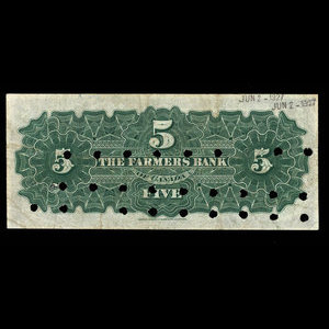 Canada, Farmers Bank of Canada, 5 dollars : 2 janvier 1907