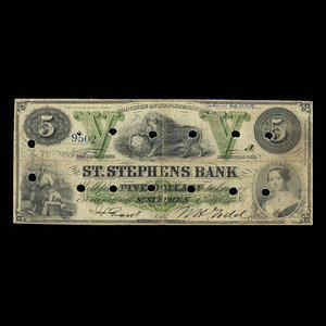 Canada, St. Stephen's Bank, 5 dollars : 1 février 1886