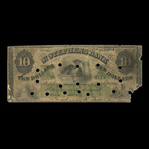 Canada, St. Stephen's Bank, 10 dollars : 1 février 1886