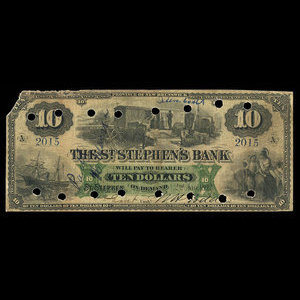 Canada, St. Stephen's Bank, 10 dollars : 1 février 1892