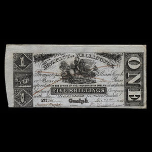 Canada, District of Wellington, 1 dollar : 1 décembre 1868