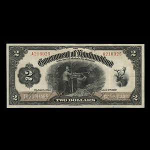 Canada, Gouvernement de Terre-Neuve, 2 dollars : 2 janvier 1920