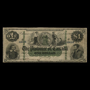 Canada, Province du Canada, 1 dollar : 1 octobre 1866