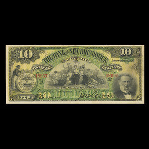 Canada, Bank of New Brunswick, 10 dollars : 25 mars 1892