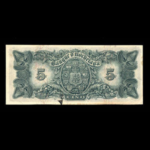 Canada, Banque d'Hochelaga, 5 dollars : 1 janvier 1914