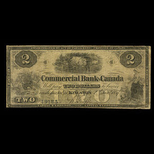 Canada, Commercial Bank of Canada, 2 dollars : 2 janvier 1857