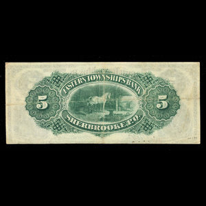 Canada, Eastern Townships Bank, 5 dollars : 2 juillet 1902