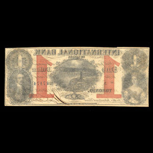 Canada, International Bank of Canada, 1 dollar : 15 septembre 1858