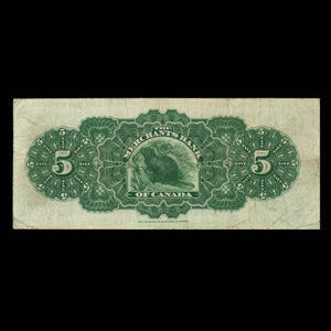 Canada, Merchants Bank of Canada (The), 5 dollars : 1 février 1906