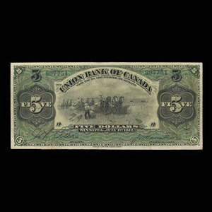 Canada, Union Bank of Canada (The), 5 dollars : 1 juillet 1912