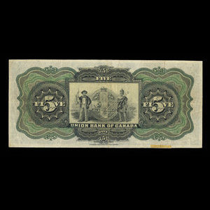 Canada, Union Bank of Canada (The), 5 dollars : 1 juillet 1912