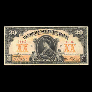 Canada, Weyburn Security Bank, 20 dollars : 3 janvier 1911