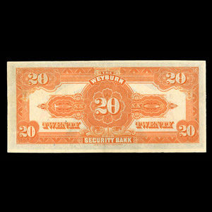 Canada, Weyburn Security Bank, 20 dollars : 3 janvier 1911