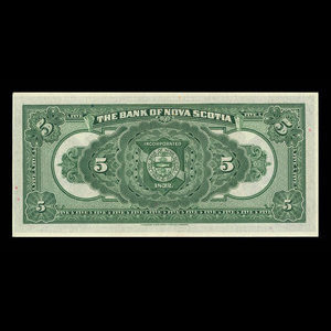 Canada, Banque Nouvelle-Écosse, 5 dollars : 2 janvier 1929