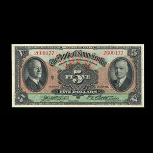 Canada, Banque Nouvelle-Écosse, 5 dollars : 2 janvier 1935