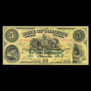 Canada, Bank of Toronto (The), 5 dollars : 1 février 1923